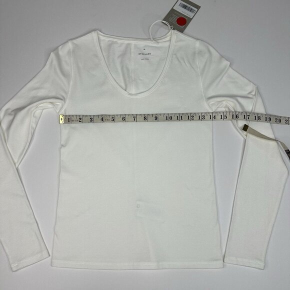 Everlane Women's NWT White The Supima Stretch Ballet Neck Long Sleeve Top XS/C28 - Picture 11 of 13